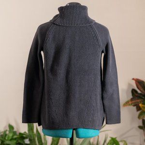 Lands End Turtleneck Sweater Cotton Black Size Small Ribbed